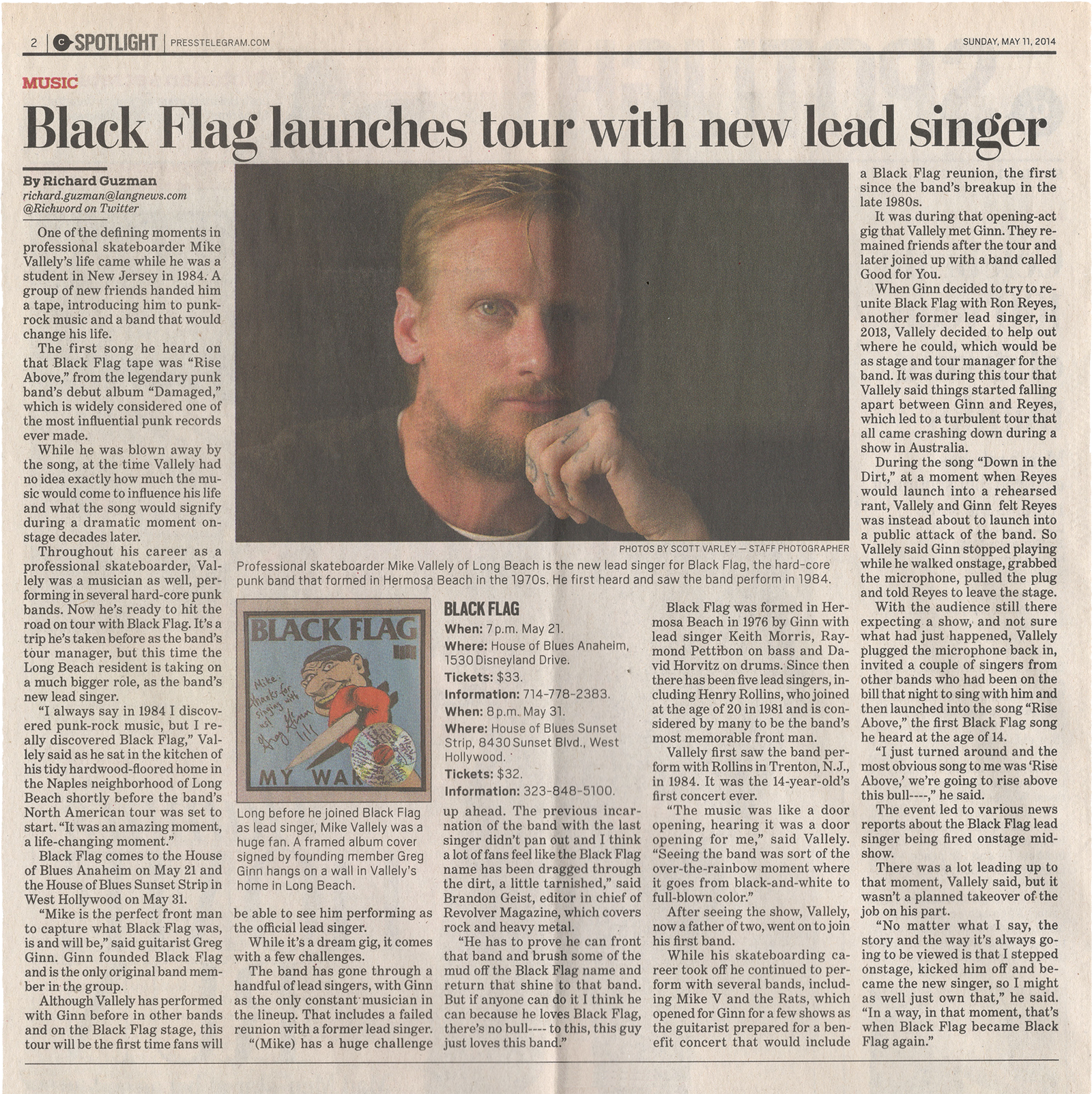 Black Flag Mike Vallely News Paper